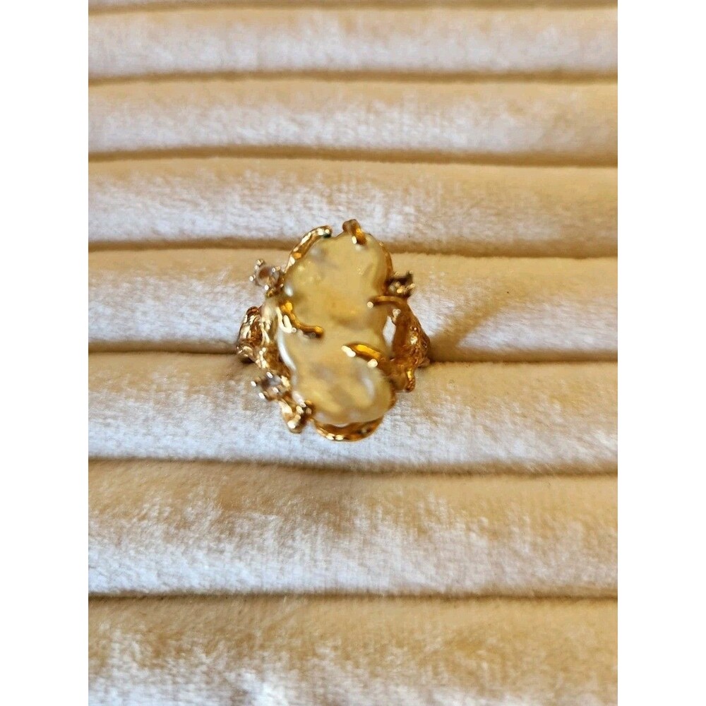 18 Karat Gold Electroplated With 3 Cubic Zirconias Ring